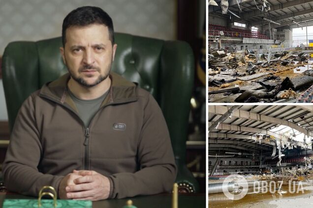 Российские террористы уничтожили ледовую арену в Дружковке, ее использовали как хаб для распределения гуманитарной помощи, – Зеленский