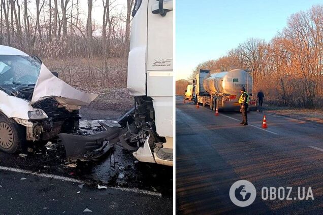 Произошло лобовое столкновение легковушки и спиртовоза