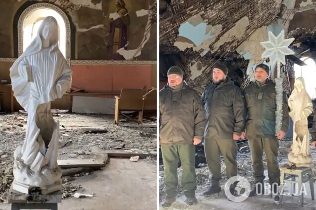 В Харькове нацгвардейцы спели колядку в храме, поврежденном авиаударом РФ. Видео