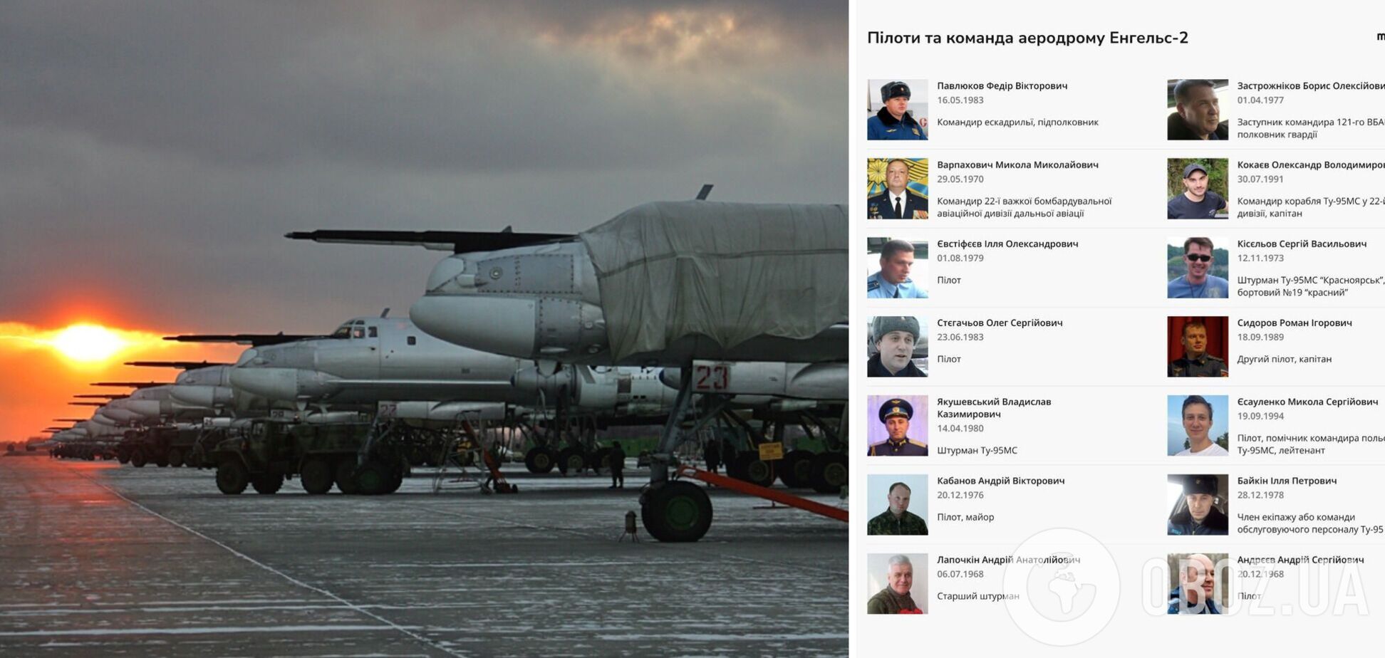 Вбивці за штурвалом: в Україні ідентифікували російських військових з авіабази 'Енгельс-2'. Фото