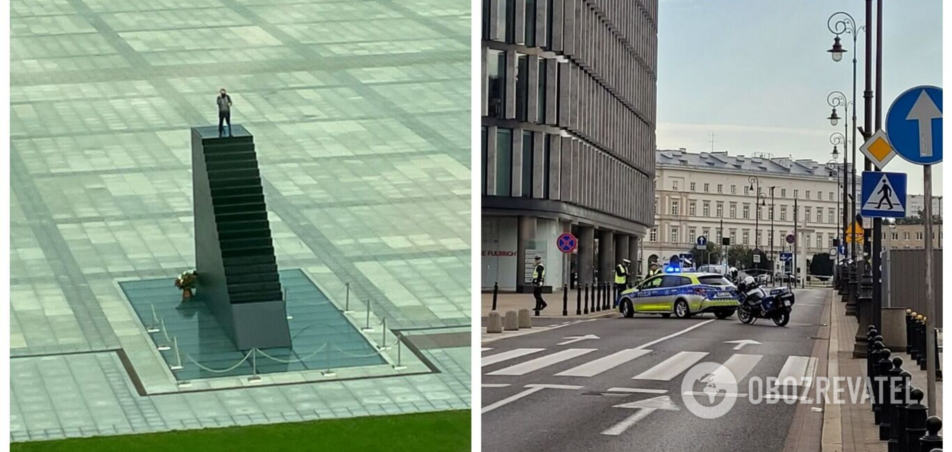 В центре Варшавы мужчина угрожал взорвать себя на мемориале жертвам Смоленской катастрофы. Фото и видео