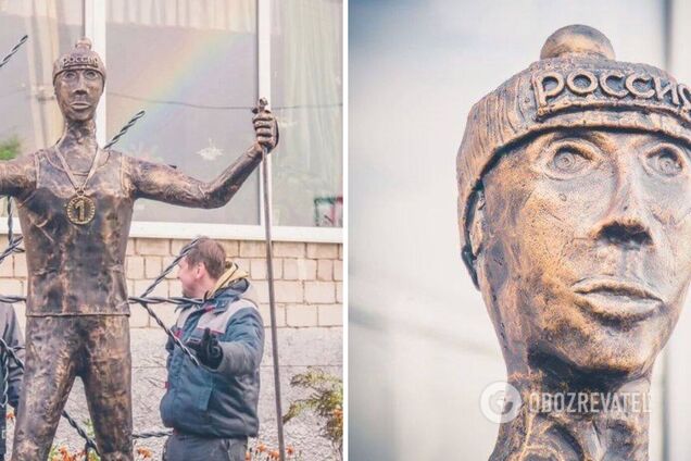 Зрелище не для слабонервных: в российском городе установили 'апокалиптический' памятник лыжнику. Фото
