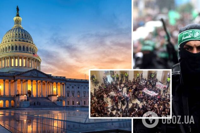 В Вашингтоне в здание Капитолия ворвались сторонники ХАМАС: вмешалась полиция. Видео
