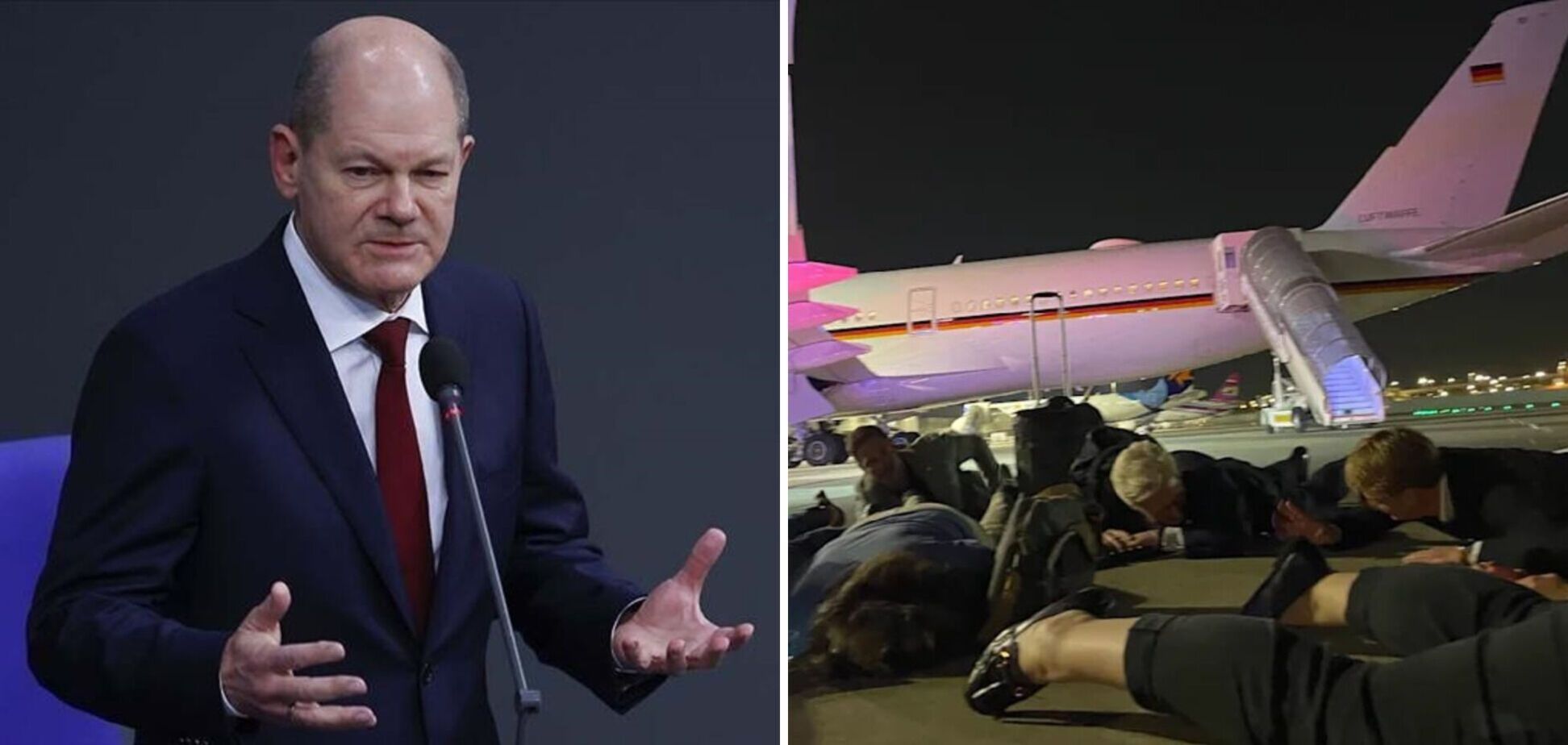 Під час вильоту з Ізраїлю Шольца застала повітряна тривога: як відреагував канцлер ФРН. Фото і відео