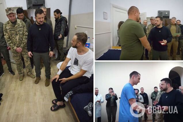 Дякую за вашу героїчну службу': Зеленський на Миколаївщині відвідав шпиталь, у якому проходять лікування поранені воїни. Відео 