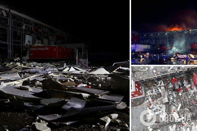 Появились новые фото с последствиями попадания ракет РФ в терминал Новой почты на Харьковщине
