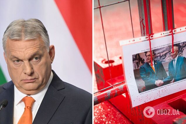 'Пожав руку Путину, плюнул в лицо героям 1956 года': в Венгрии офис Орбана облили красной краской. Фото и видео