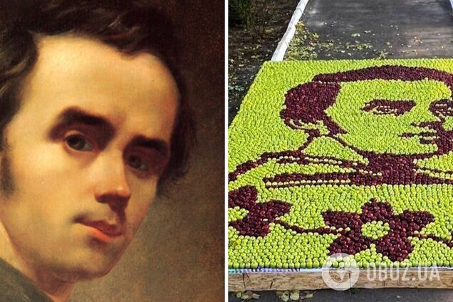 Установили рекорд Украины: в Одесской области дети создали портрет Шевченко из 7 тыс. яблок. Фото