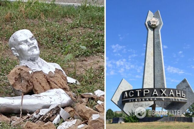 Народна декомунізація: в російській Астрахані невідомі знесли пам'ятник Леніну. Фото