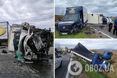 На Закарпатье три грузовика и легковушка не разминулись на трассе: подробности ДТП. Фото и видео