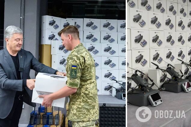 Порошенко передав військовим півтори сотні дронів, приціли і рації – частина техніки йде в Роботине