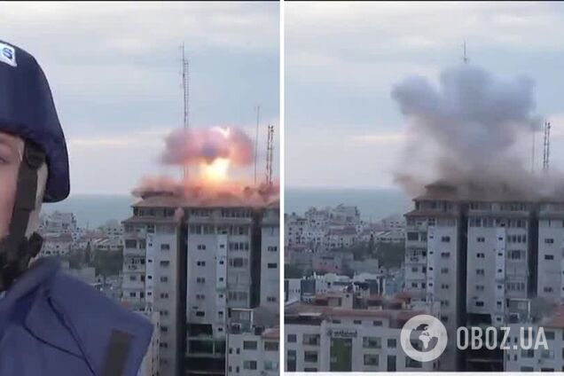 Армія Ізраїлю завдала ударів по двох вежах у Газі: влучання  в Palestine Tower потрапило в прямий ефір. Відео 