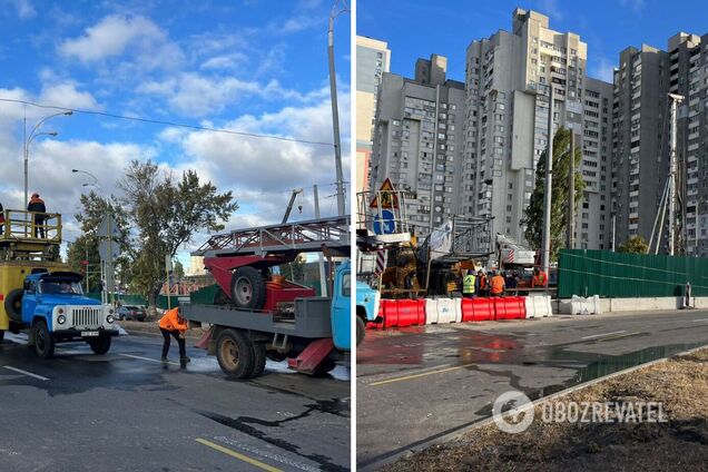 В результате падения крана была повреждена контактная троллейбусная сеть