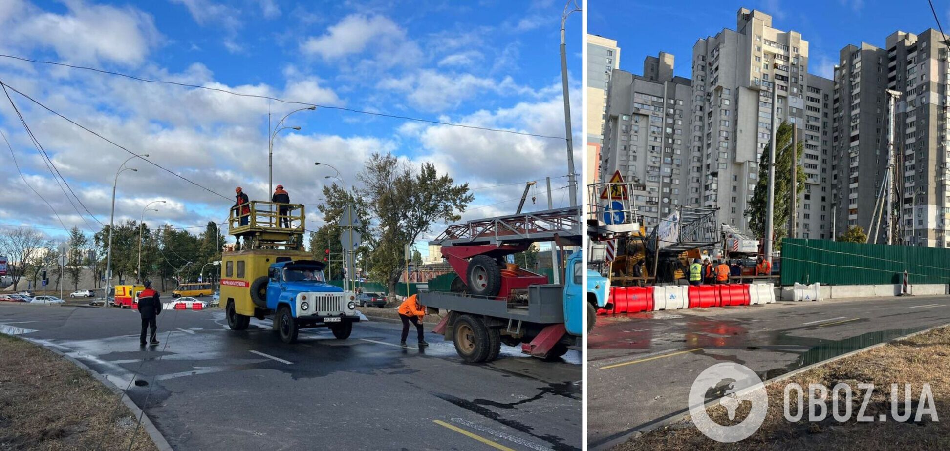 Внаслідок падіння крану було пошкоджено контактну тролейбусну мережу
