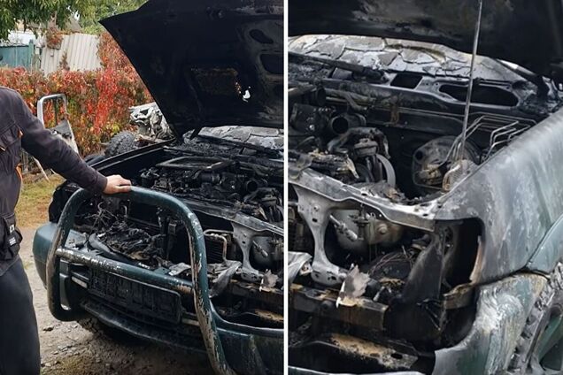 На авто были патриотические изображения: в Черкасской области сожгли машину военных, на которой раненых защитников вывозили с передовой. Фото