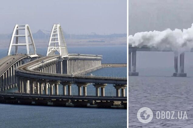 Над Крымским мостом поднялся густой дым, оккупанты паникуют из-за 'атаки'. Фото и видео