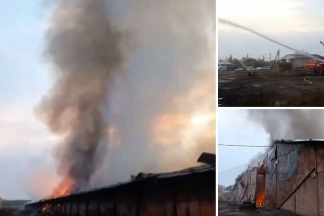 В Краснодарском крае большой пожар: горят тысячи кв. метров склада. Видео
