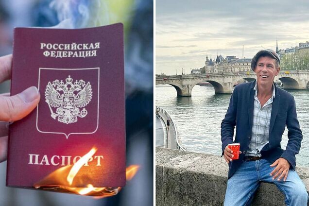 Російський актор Олексій Панін показав новий паспорт на тлі прапора України