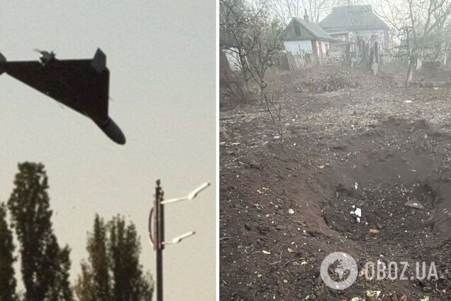 В Черкасской области обломки 'Шахеда' упали в частном секторе: возникла воронка, повреждены здания. Фото