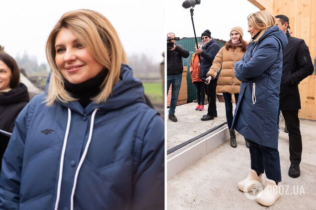 Зеленська в калошах і парці до колін зустрілася з багатодітною родиною з Херсонщини: який вигляд має перша леді в неділовому одязі