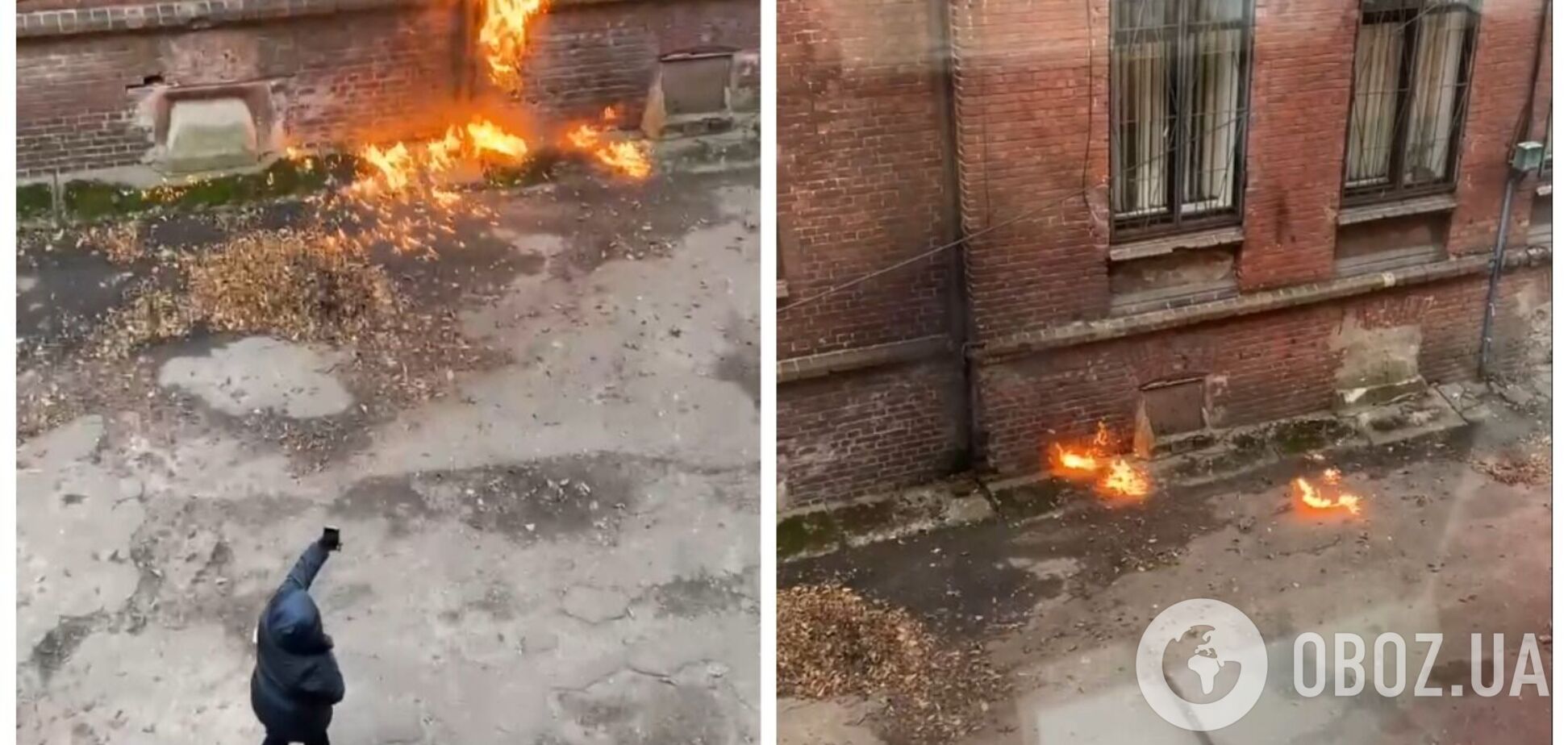 У Росії жінка кинула 'коктейлі Молотова' у військкомат і зняла все на відео