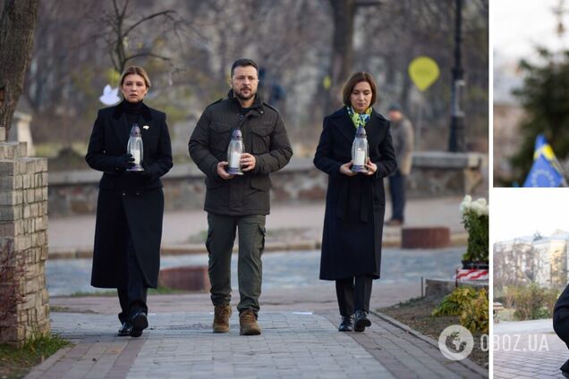 Президентка Молдови приїхала до Києва: разом із Зеленським та його дружиною вони вшанували пам’ять загиблих під час Революції Гідності. Фото