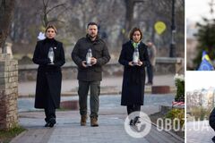 Президент Молдовы приехала в Киев: вместе с Зеленским и его женой они почтили память погибших во время Революции Достоинства. Фото