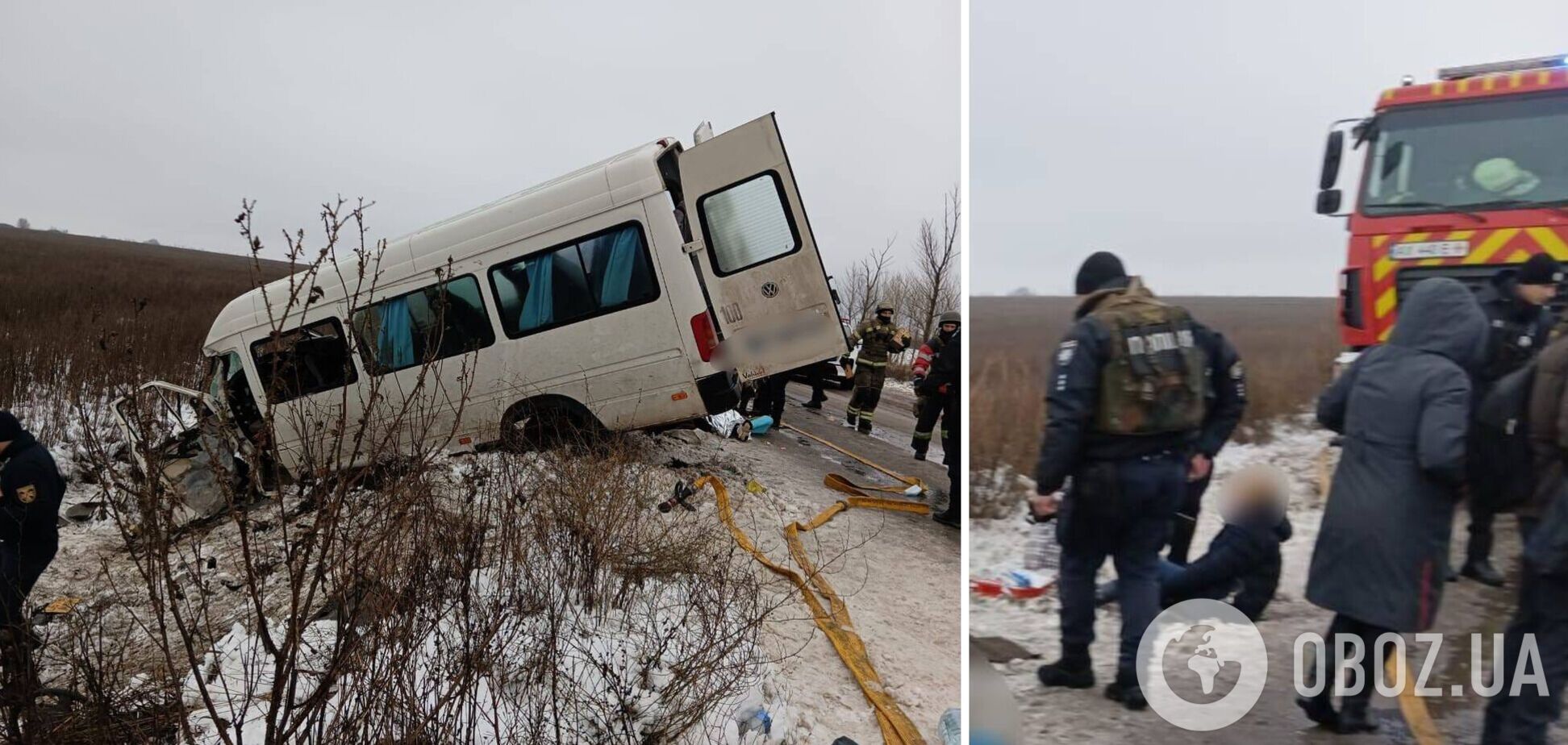 На Харківщині у ДТП потрапив мікроавтобус: є загиблий, 18 осіб постраждали. Фото