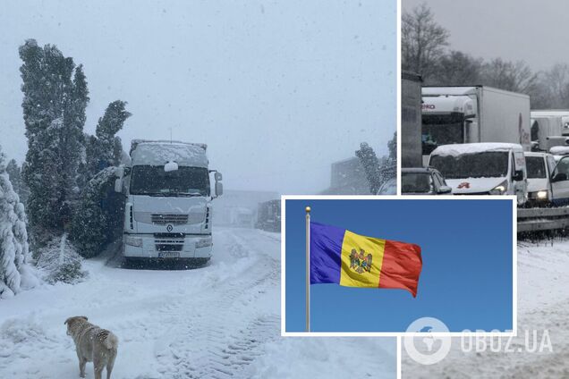 Снігопад паралізував роботу молдавських КПП на кордоні з Україною і Румунією. Фото