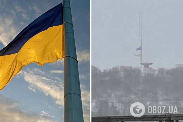 Сильные порывы ветра повредили флаг