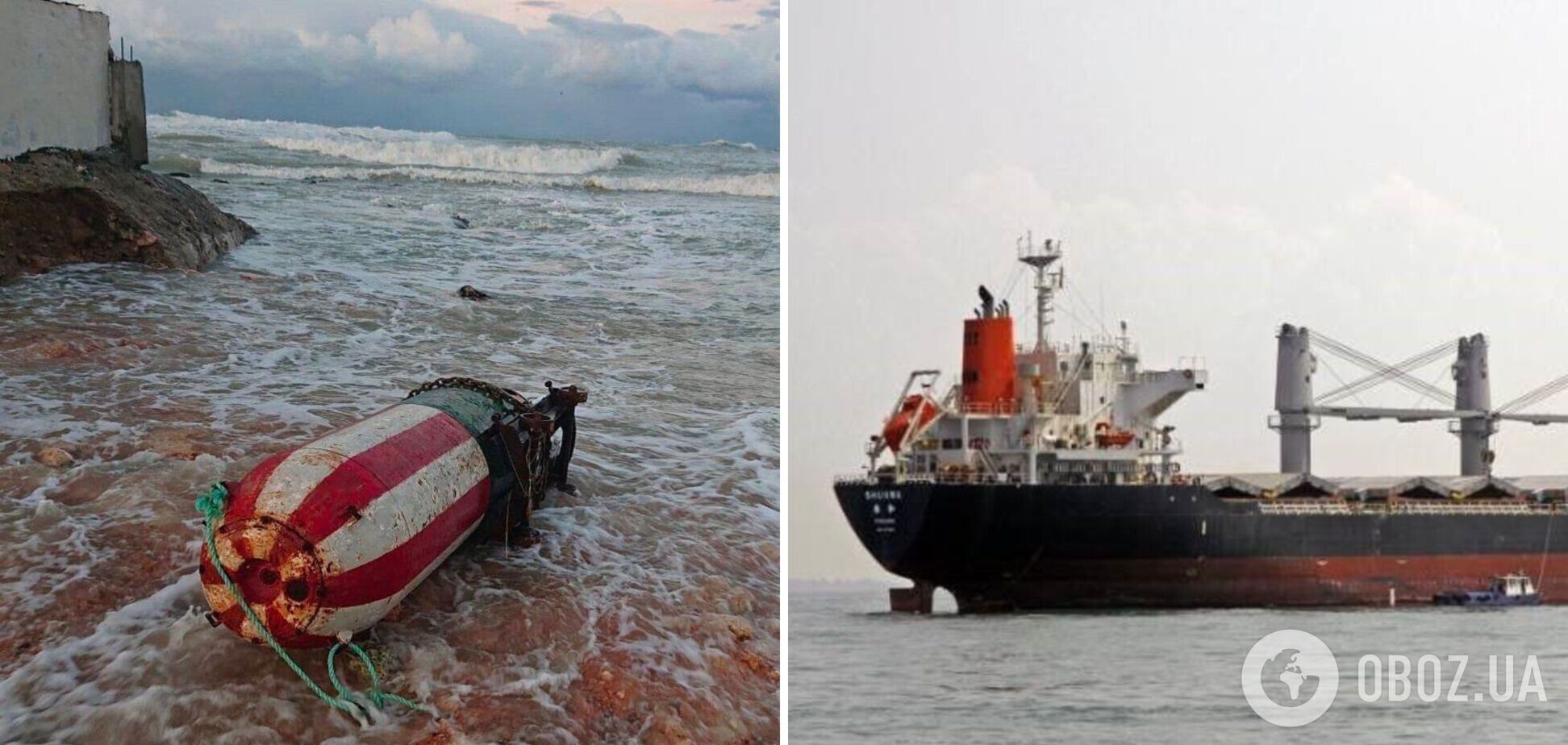 У Севастополі шторм виніс на берег морську міну, а в Керчі – корабель. Фото і відео