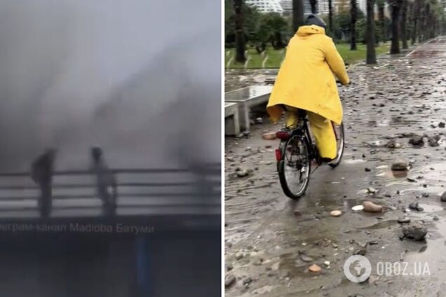 Сильный шторм на популярном курорте Грузии едва не смыл людей и затопил улицы. Фото и видео