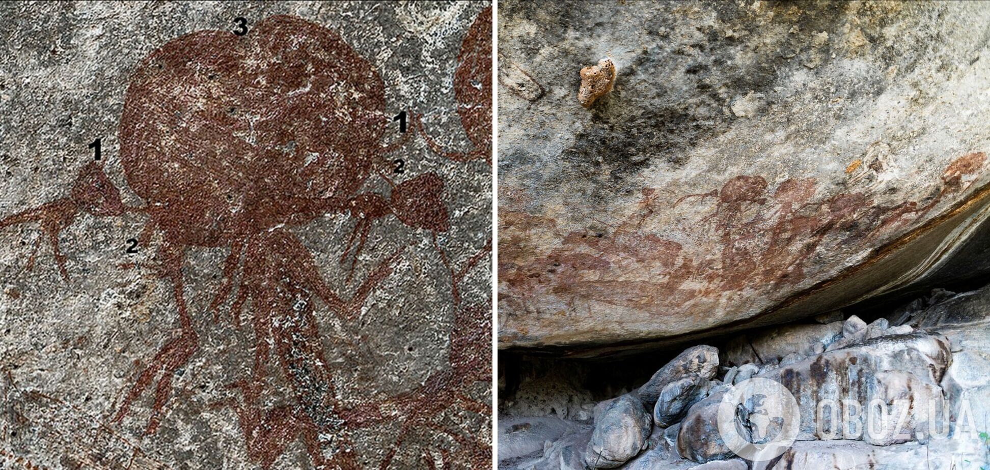На давніх наскельних малюнках виявили моторошних істот із великими головами. Фото