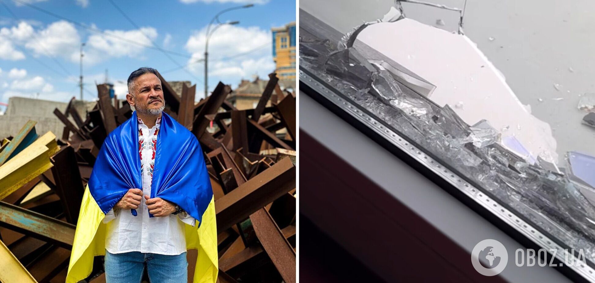 'Мій дім трясся від вибухів': Ектор Хіменес-Браво показав, як уламки ворожого дрона пошкодили його квартиру