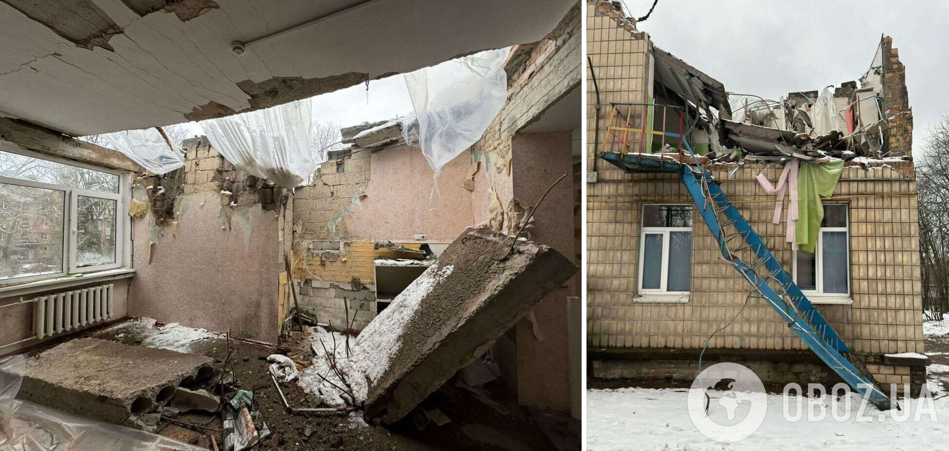 На детсад упали обломки российского дрона