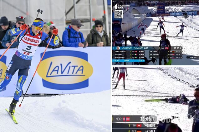 Лидер сборной Украины упал, корчась от боли, после финиша на Кубке мира по биатлону. Видео