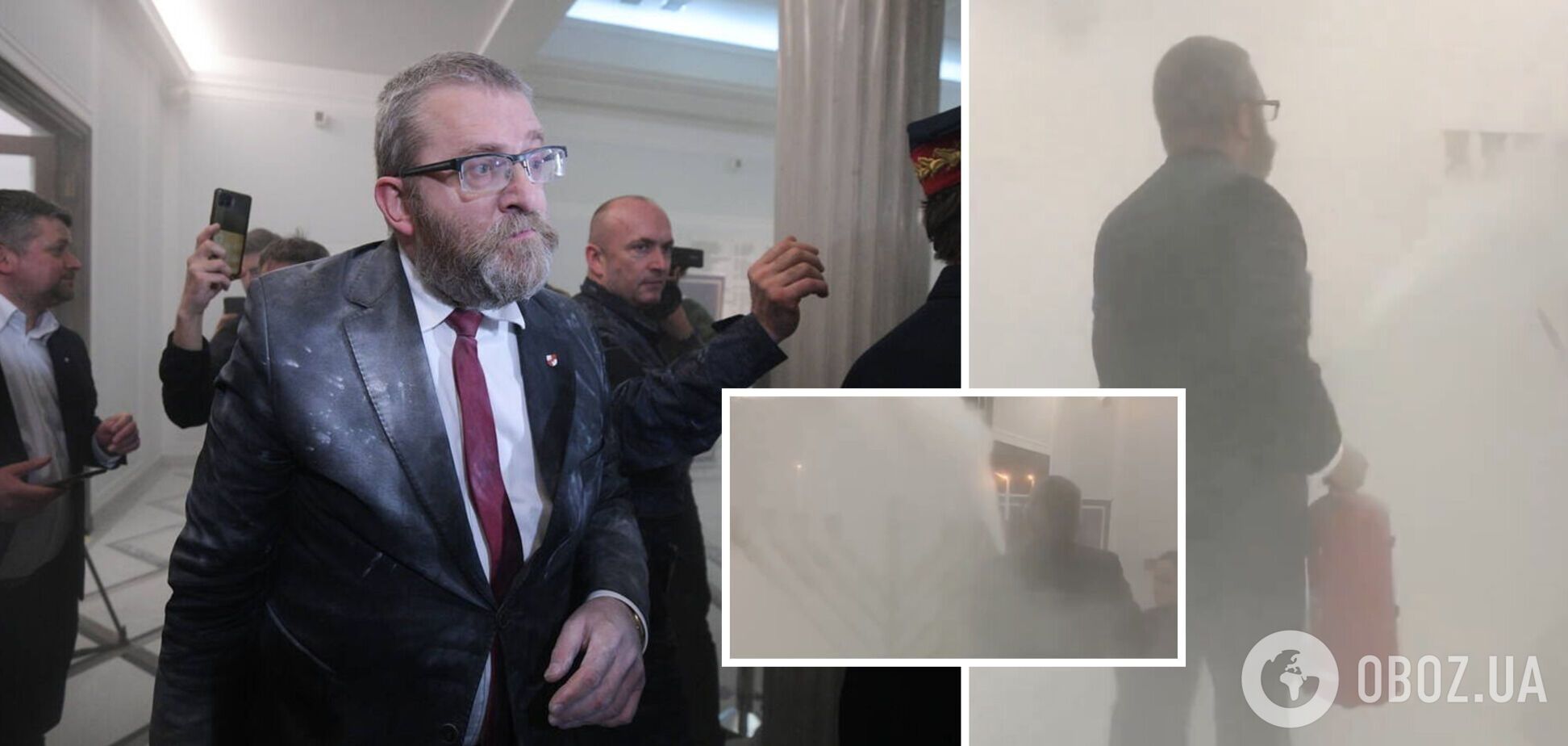 На заседании польского Сейма пророссийский депутат погасил из огнетушителя ханукальную менору. Видео