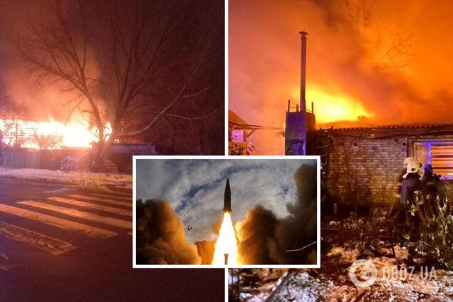 Войска РФ атаковали Киев ракетами: работала ПВО, из-за падения обломков загорелись дома. Фото