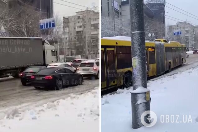 Ожеледиця спровокувала затори на дорогах столиці