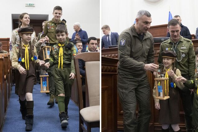 Пластуны принесли в Киевсовет Вифлеемский огонь