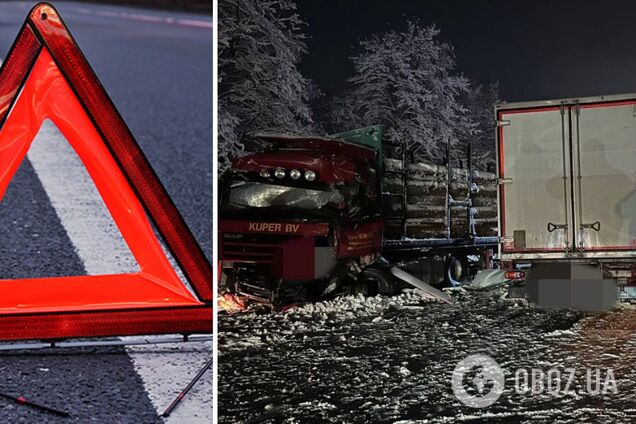 На трасі Київ – Чоп зіткнулися вантажівки та легковик: є постраждалі. Фото