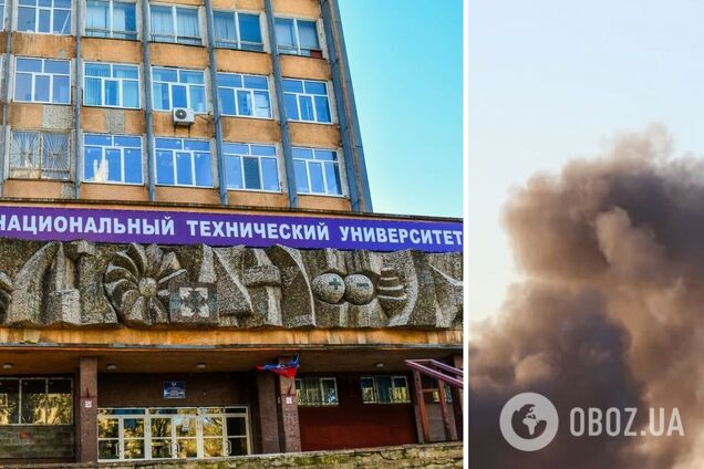 В Донецке горит корпус университета, где базировались оккупанты. Видео