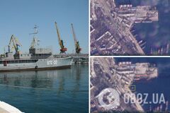 Не лише ВДК 'Новочеркаськ': супутникові знімки підтвердили знищення двох російських кораблів у Феодосії. Фото