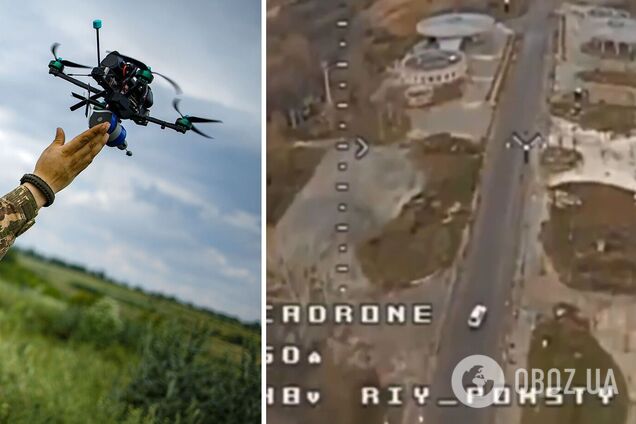 Удар дрона по машині російських загарбників