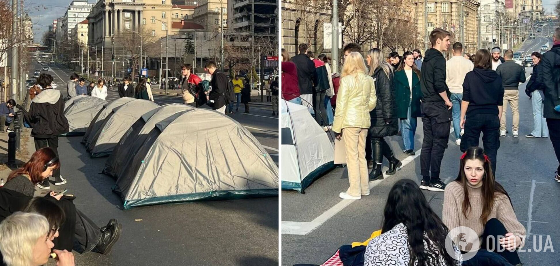 У столиці Сербії Белграді справжній 'Майдан': протестувальники розбили наметове містечко. Фото