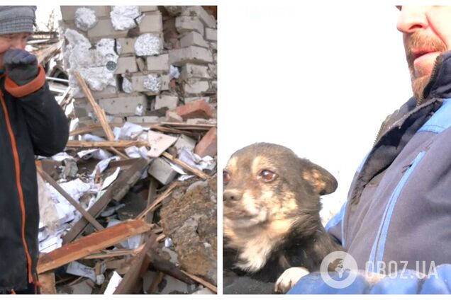В Смеле из-под завалов разрушенного дома вытащили собаку: она провела там почти сутки. Видео
