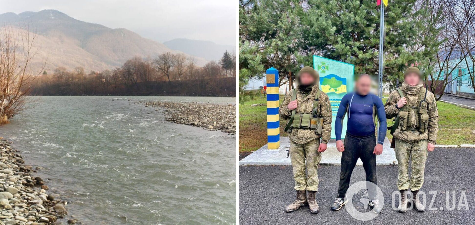 Двоє закарпатців хотіли потрапити в Україну з Румунії вплав через Тису і ледь не втопились: їх врятували прикордонники. Фото