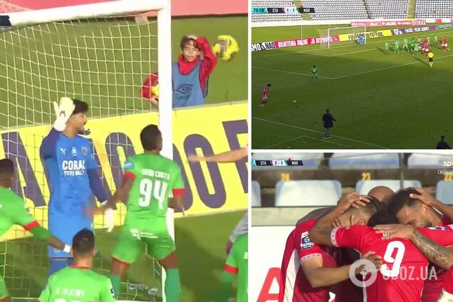 Голкипер в чемпионате Португалии пропустил 'самый нелепый гол десятилетия'. Видео