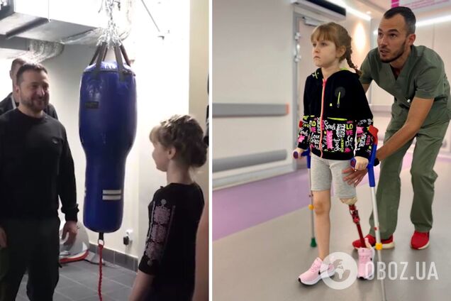 Зеленский в 'Охматдете' встретился с девочкой, которая потеряла ногу во время обстрела и получила протез. Видео