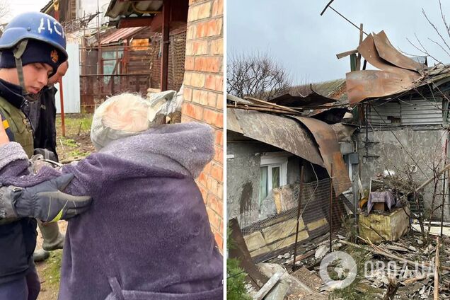 В Никополе спасли женщину из-под завалов дома, в который попал российский снаряд. Фото